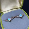 Anillo de Ópalo Corazón Puro Natural Cristalino y Lleno de Color Fuego Piedra Principal 5*5mm Plata S925 Incrustación de Precisión