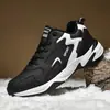 Zapatos de Algodón Talla Grande para Hombre Parte Superior de Cuero Zapatos Torre Zapatillas con Forro de Felpa Espeso Zapatos de Algodón Casuales de Moda Zapatos para Correr Zapatos Casuales