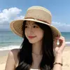Sombrero de paja con protección solar sombrero de sol para mujer bolsa de mano de paja tejida a mano de gran capacidad nuevo bolso de hombro de verano