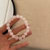 Pulsera de cuentas con forma de libro de equitación Little Red, con placa de cuentas para jugar alrededor del dedo, con un suave degradado rosa hielo, ideal para novias y estudiantes.