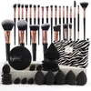 Conjunto de Ferramentas de Beleza Multi-Peça Transfronteiriço com 30 Peças: Pincéis de Maquiagem, Esponjas de Pó, Conjunto Grande para Lavagem Facial