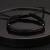 Pulseira de Corda Tecida Ajustável Hip Hop Masculina Coroa de Cobre Retrô Europeia e Americana Contas de Abacaxi de Aço Titânio Galvanizado a Vácuo