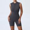 Mono deportivo ajustado Qiusha para mujer, de baile y fitness, estilo europeo y americano, con cremallera, sin mangas, para yoga, 25210