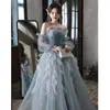 Vestido Solo Bel Canto, Vestido para Exame de Arte Estudantil, Vestido de Festa para Anfitriã Estilo Floresta, Vestido Azul de Nicho de Luxo Leve de Alta Qualidade