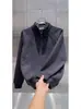 Moletom Splicing Elegante Simples Cor Pura Gola Alta Meio Zíper Outono e Inverno High Street Base Pesada Top Jovem Bonito