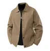 OLA Otoño Nuevo Chaqueta de Textura Vertical con Cuello Solapa para Hombre Casual Moderna Versátil Prenda Superior Abrigo de Color Sólido