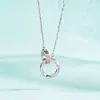 Colar Tichia Original em Prata de Lei S925 Anel Mobius para Mulheres, Design de Nicho, Corrente de Clavícula Elegante Entrelaçada