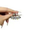 Jardín de Neón ~ Pendientes de Abanico Brillantes de Circonita Multicolor Pendientes Pequeños Múltiples de Pamine Novedad Primavera y Verano Pendientes de Doble Uso