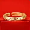 Pulsera de Gypsophila Hojas Sutra del Corazón del Dharma Antiguo para Mujer Abierta Cara Brillante Simple Concubina Imperial Pulsera Familiar Budista Transmisión en Vivo Mismo Estilo Joyería de Plata