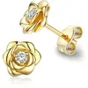 Pendientes Pequeños Fragantes Serie Rosa Cao Shi, Exquisito Diseño de Flor, Estilo de Moda y Dulce, Pendientes Elegantes Versátiles