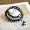 Sándalo Dorado Natural Doble Círculo diy Cinco Sutras Marca de Madera Piedra de Jade Juego Literario de Mano Pulseras de Mano para Hombre y Mujer Juego Literario Avanzado
