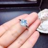Anel Topázio Azul Imitação Venda Quente Anel Diamante Corte Fancy Novo Milênio Anel Água-Marinha Raso