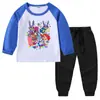 2026 Nova Camiseta Infantil de Primavera e Outono Gola Redonda Desenho Animado Manga Longa Camiseta Básica Conjunto para Meninos e Meninas Camiseta de Algodão