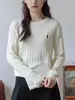 Suéter de punto trenzado de tres cabos con cuello redondo para mujer, prenda base para otoño e invierno, tejido grueso, elegante, holgado, versátil