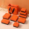 Caja de joyería naranja negra arete fresco pulsera pulsera collar anillo cubierta de arete caja de embalaje logo