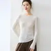 Suéter Feminino 2025 Novo, Slim Fit, Lã Pura, Gola Meia-Alta, Valoriza o Corpo e Fino, Camada Interna Outono/Inverno, Tricô Base, Gola Redonda