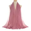 Novo Lenço de Cabeça de Chiffon com Pérolas e Strass para Mulheres, Lenço Longo com Corrente para Sorteio, Lenço Longo, Xale YS010