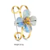 Novo Bracelete Aberto de Flor em Aço Inoxidável Retro de Alto Padrão Amazon Personalidade Exagerada Tridimensional Pulseira Floral para Mulheres