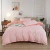 Conjunto de Flanela Escovada Muji Estilo Japonês de Quatro Peças, Conjunto de Roupa de Cama para Casa com Xadrez Pequeno Retrô, Amigo da Pele, Universal para Todas as Estações