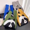 Bolsa de Mão Tricotada Panda Fofo de Chengdu Bolsa Balde de Fio Feminina Bolsa Tote Versátil de Mão Modelo Novo 2024