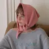 Bufanda Triángulo de Punto de Mezcla de Lana de Color Sólido Hecha en Casa para Mujer en Otoño e Invierno Estilo Coreano Bufanda Pequeña y Pañuelo para la Cabeza Doble Uso