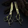 Tijeras Profesionales Curvas para Peluquería de 6.0 pulgadas Color Dorado, Tijeras para Cortar el Cabello, Tijeras Planas, Tijeras Entresacadoras