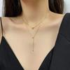 Collar de acero de titanio con letra H, lujo ligero, nicho, cadena de clavícula de doble capa, borla doble H, collar versátil, fábrica de joyería, lote directo