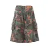 Jeans Camuflaje Floral Retro Americano de Trabajo Cortos para Hombre, Pantalones Rectos Sueltos de Longitud Media Tendencia de Verano Estilo Callejero