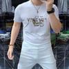 Fábrica de origen de una generación de productos europeos 2024 verano hombres letra impresión manga corta camiseta cuello redondo marea transpirable marea manga T