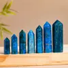 Columna de Apatita Natural, Prisma Hexagonal de Punta Única de Apatita Azul, Columna Estándar de Piedra Cruda Pulida, Adorno de Cristal de Escritorio
