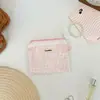 65222 Bolsa de Almacenamiento con Ribete de Encaje Floral Azul Claro, Estilo Fresco y Sencillo para Estudiantes, Cable de Datos para Auriculares, Billetera para Monedas, Bolsita Portátil