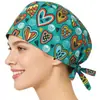 Gorro quirúrgico para enfermera, de algodón, estampado, transpirable, ajustable, para médico, a prueba de polvo, aceite y humo.