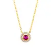Anel Completo de Diamante em Prata Esterlina S925 Colar de Corindo Vermelho Luxo Acessível para Mulheres Moda Simples Sofisticado Exquisito Versátil Corrente de Clavícula