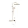 Gris Gun Moderno Estante de Almacenamiento Integrado Set de Ducha Crema Caliente y Frío Simple Dorado Cepillado Multifunción