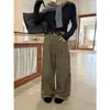 Icciicc Trece Líneas Pantalones Anchos Sueltos con Pliegues Tridimensionales Forro Polar Algodón Tencel Estilo Ropa de Trabajo Pantalones Casuales 1513