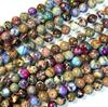 Laranja Marrom Roxo Imperador Pedra Real 4-10mm brilhante redondo Beads Imperession Jasper Beads
