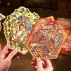 Adesivos de Cenário em Miniatura Mr. Paper: Casa com Luz Quente Casa em Miniatura 3D para Diários Infantis, Colagem Divertida para Alívio do Estresse
