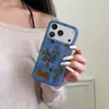 Capa de Jeans com Padrão Cruzado Adequada para Apple iPhone 17 Pro Max, 16 Pro e 15 Pro, Anti-Queda