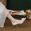 Zapatos de Boda Únicos Estilo Francés para Mujer, Adecuados Tanto para Vestidos de Boda Tradicionales Chinos como para Vestidos de Estilo Occidental, Elegantes Tacones Altos, Zapatos para Dama de Honor, Zapatos de Salón Stiletto, Versátil Satén