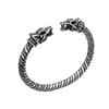 Pulsera de acero inoxidable con cabeza de dragón doble personalizada para hombre, joyería transfronteriza, estilo vikingo retro europeo y americano, pulsera abierta dominante