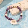 Europa y Estados Unidos transfronterizos súper ventas pulsera de viento marino concha de color collar hecho a mano pulsera pulsera de grava natural al por mayor