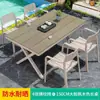 Mesa y Silla de Exterior Patio Jardín Terraza Exterior Balcón Nórdico Creativo Ocio Combinación de Mesa y Silla Retráctil para Varias Personas