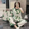 Pijama para Mujer, Estilo Ins de Verano, Holgado, Talla Grande, Pantalón Corto, Ropa de Casa, Se Puede Usar Afuera, Conjunto de Tres Piezas de Verano, Dibujos Animados