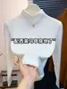 Camiseta de Base Nova de Gola Alta Outono 2026 para Mulheres Moda de Alto Padrão Redutora de Idade Emagrecedora Manga Longa Camiseta de Base