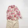 Nueva camisa estampada en acuarela, increíblemente elegante y versátil, tejido ligero de ramio, diseño floral, estilo francés, perfecta para otoño