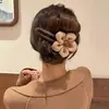 Pinza para el cabello de cocodrilo con lazo, bloques de color a cuadros para mujer, nuevo estilo 2026, pasador para recogido en la parte trasera de la cabeza, accesorio para el cabello