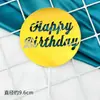 Letra Redonda Simple Láser Reflectante Hueca happybirthday Tarjeta Insertable para Pastel de Cumpleaños y Bandera