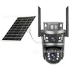 Câmera solar V380 4G lente dupla tela dupla dome 10x zoom máquina de bola monitoramento de bateria de baixo consumo