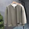 Camiseta de Manga Larga para Hombre de Fábrica Otoño Prenda Superior Solapa Color Sólido Nuevo Estilo Camisa POLO Ropa Exterior Negro Caqui