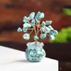 Árvore de Dinheiro da Sorte Ornamento Natural para Hall de Entrada, Árvore da Vida de Pedras de Seixos para Escritório Decoração de Mesa, Decoração de Casa, Cristal Rosa, Olho de Tigre